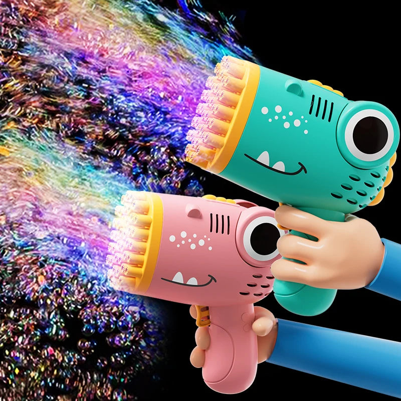 40 Hole Dinosaur Handheld Bubble Machine, Electric Bubble Gun Outdoor Toy(without Bubble Water)