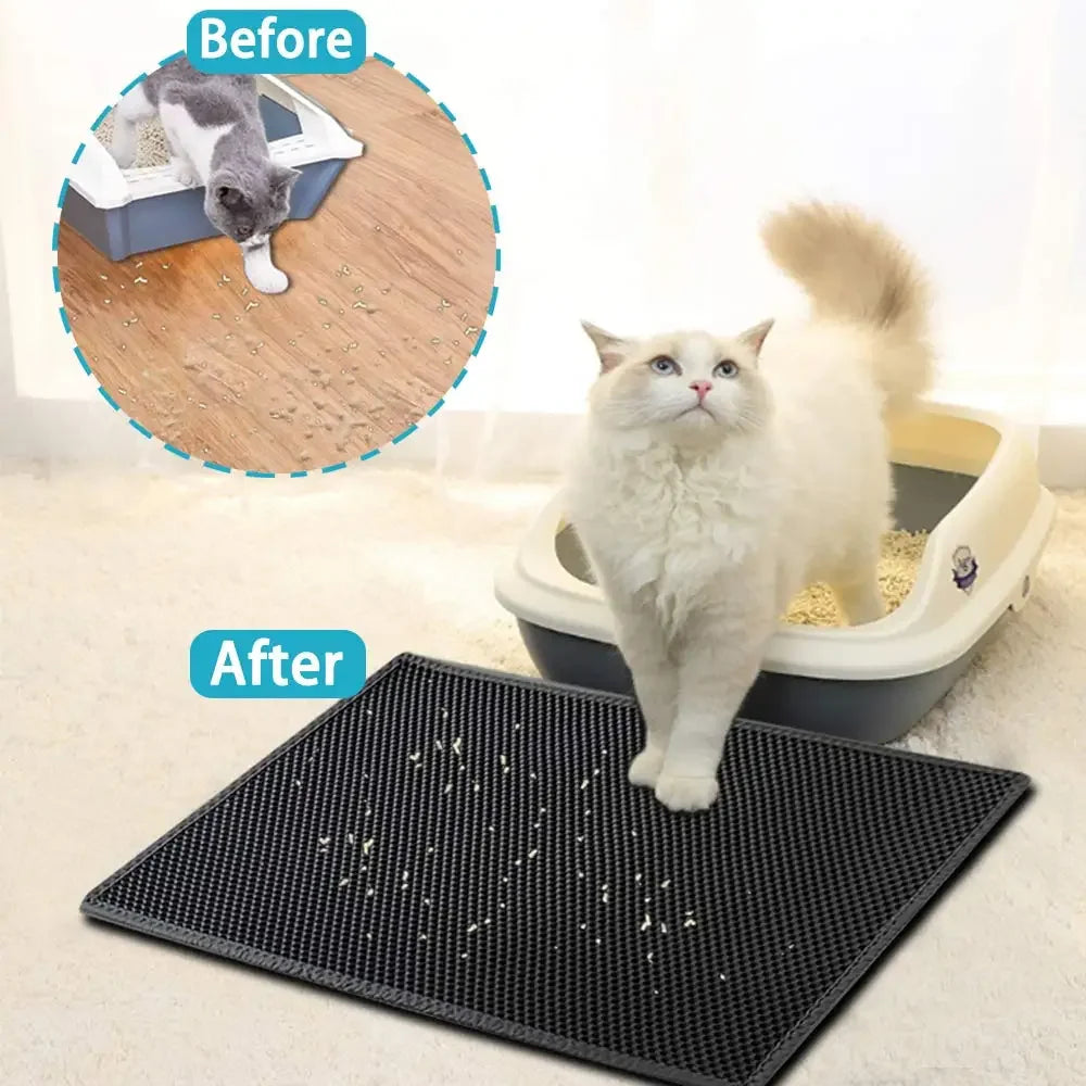 Cat Litter Mat With Gift Double Layer Waterproof Litter Box Mat Non-slip Sand Cat Pad Washable