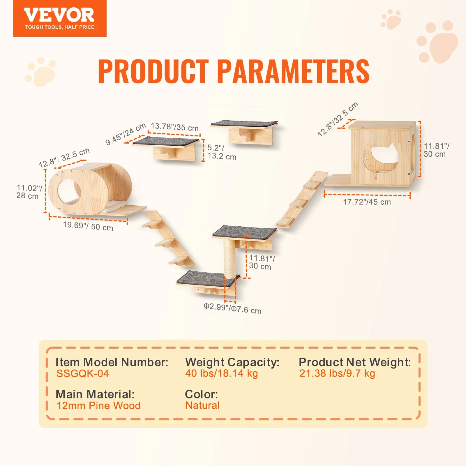 Wall Mounted Cat Wall Shelves and Perches with Jumping Boards Hammocks & Cat Tree