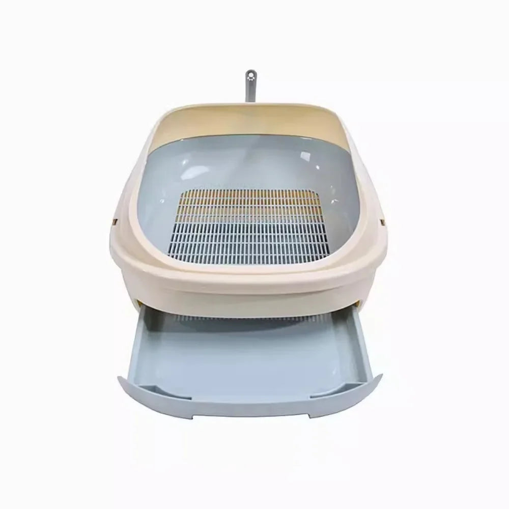 New Semi-closed Grid Drawer Double Cat Litter Pan Easy To Cleaning Extra Large Splash Proof for Pine Litter