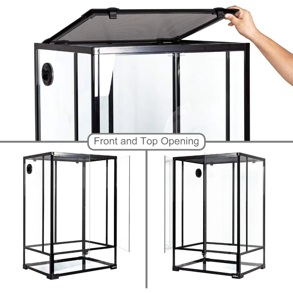 67 Gallon ,24" x18" x36" Reptile Tall Glass Terrarium Rainforest Habitat Double Hinge Door with Screen Ventilation,Easy Assembly
