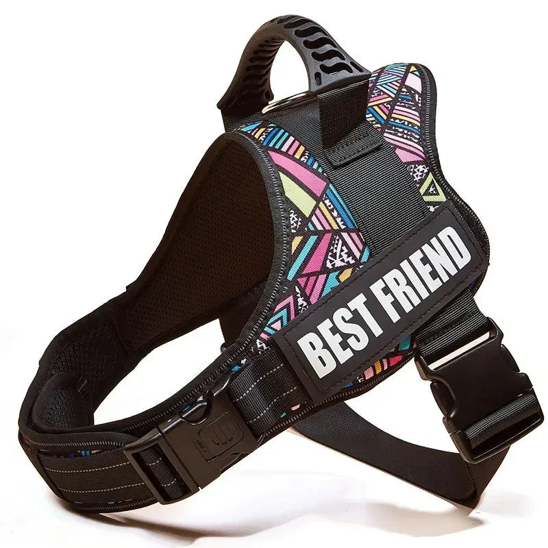 New Dog Harness High Quality Nylon Adjustable Custom ID Dog Name Small Large Dog Vest Harness