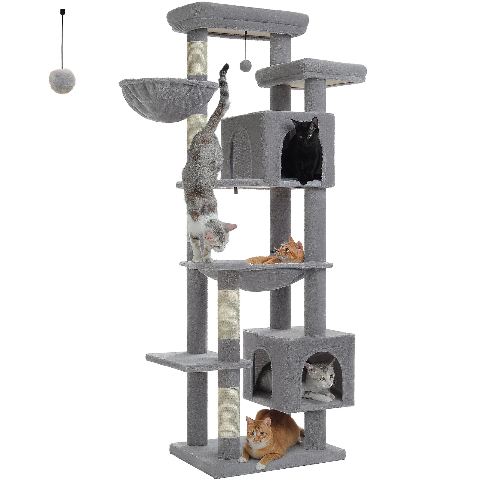 Large Cat Tree Tall Cat Tower for Indoor Cats Multi-Level Plush Cat Condo with Scratching Post