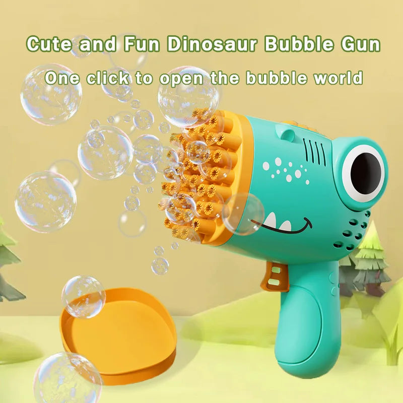 40 Hole Dinosaur Handheld Bubble Machine, Electric Bubble Gun Outdoor Toy(without Bubble Water)