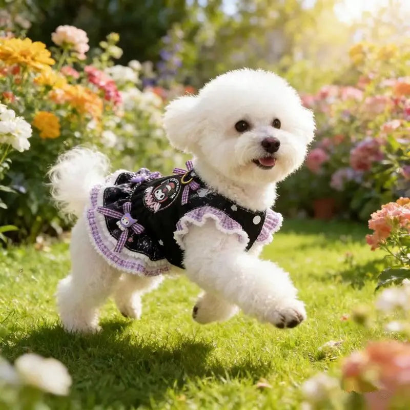 Cute Purple Princess Pet Dress, Breathable Spring Summer Dog Cat Clothes, Sundress for Small Dogs Puppy Kitten