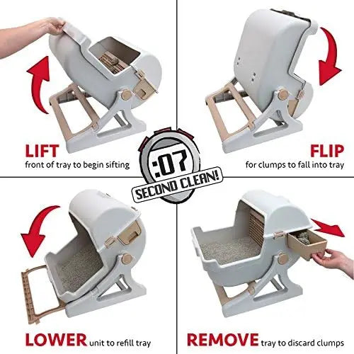 Semi-Auto Quick Clean Cat Litter Box, Luxury Toilet in White or Milk Brown for Easy Pet Care