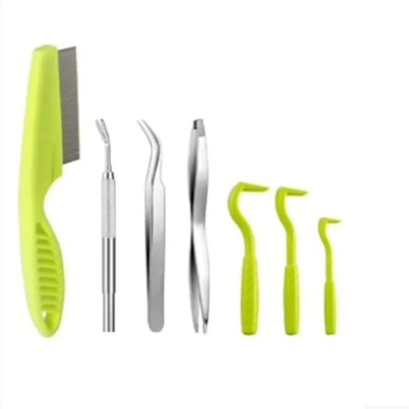 Pet Tick Removal Kit Easy To Use Flea Get Rid of Hook Tweezers Pliers Mite Extractor Dogs Cats