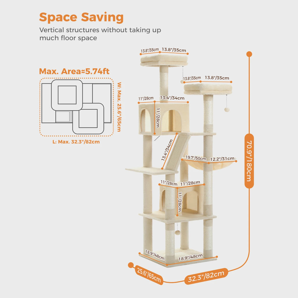 Large Cat Tree Tall Cat Tower for Indoor Cats Multi-Level Plush Cat Condo with Scratching Post