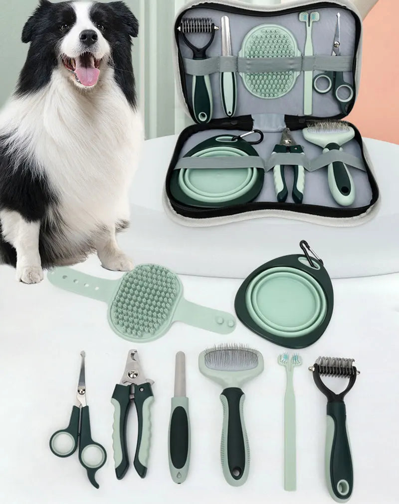 8 in 1 Dog Cat Grooming Comb Set Pet Cleaning Brush Pet Multi-Functional Cleaning Set Cat Hair Removal Brush Kit