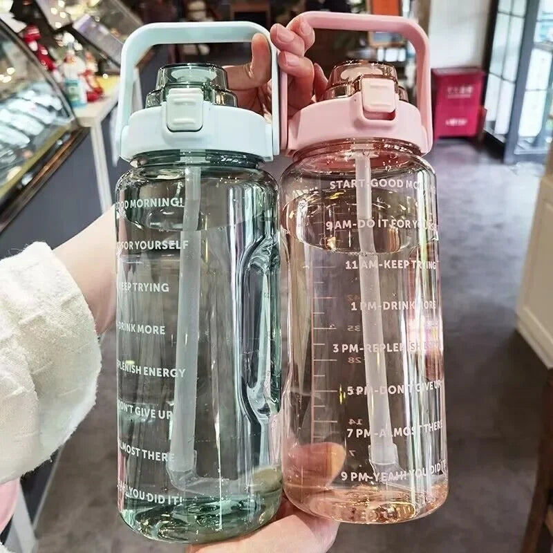 2 Liters Plastic Kettle Large Portable Travel Water Bottle with Straw