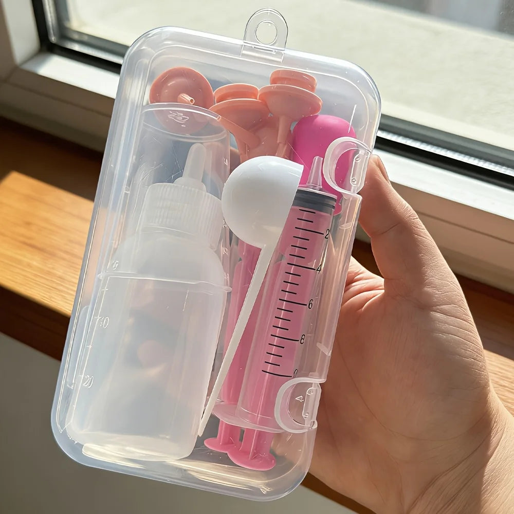 Small pet care set, with a variety of tools and clear scales; Multiple spare silicone heads are bite-resistant and durable.