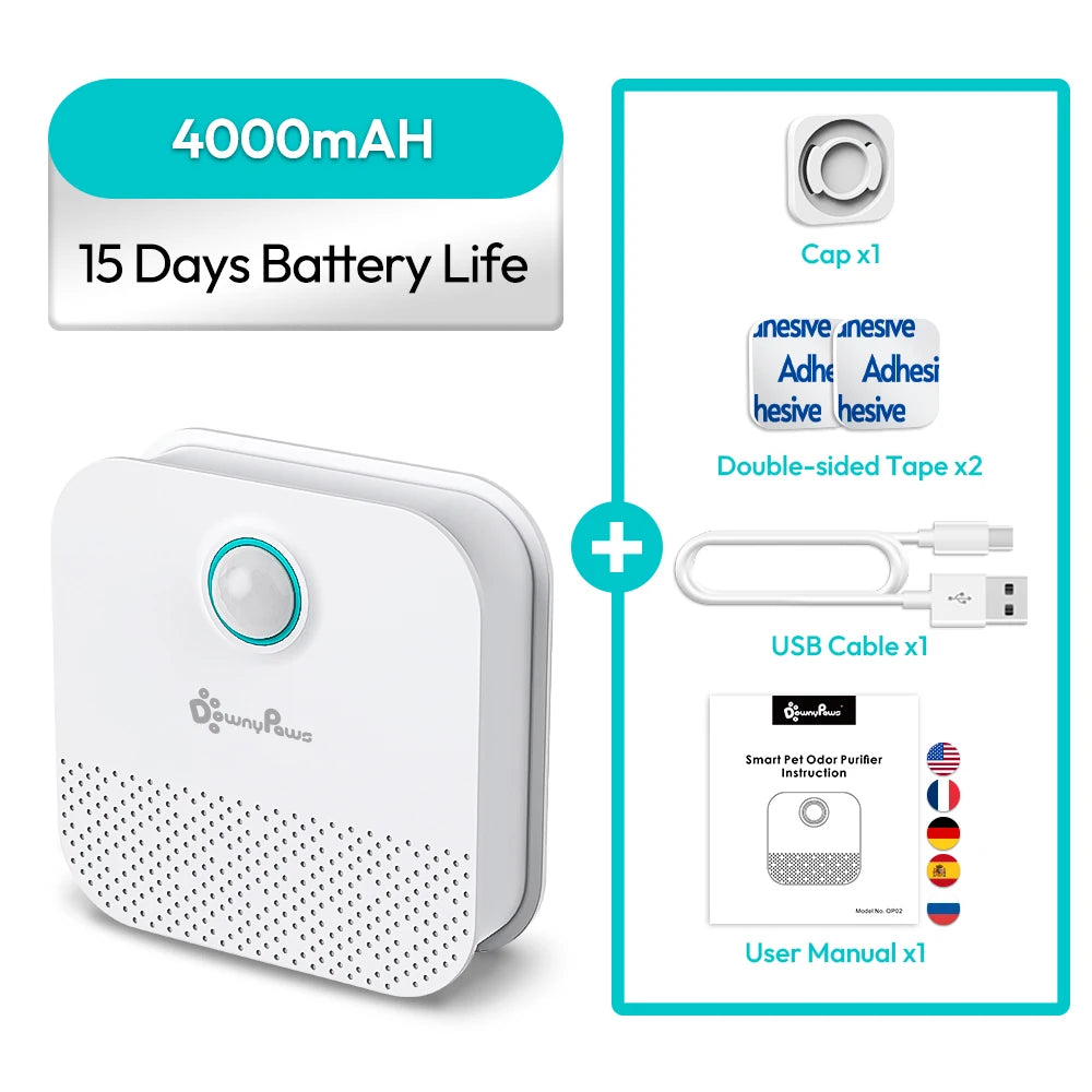 4000mAh Smart Cat Odor Purifier For Cat Litter Box Deodorizer  Air Purifier Dog Cat Litter
