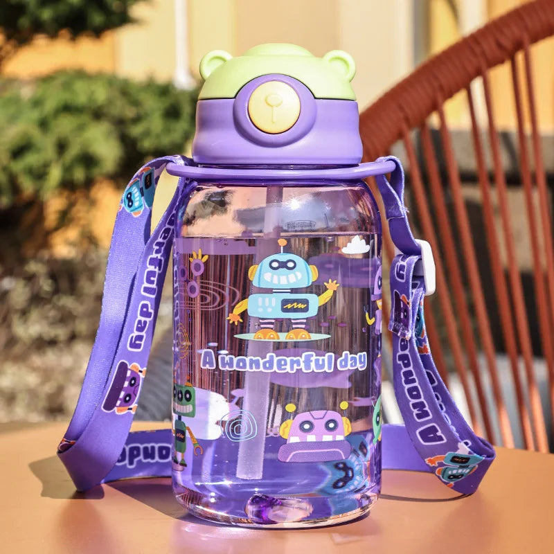 1PC Kids Water Sippy Cup Kids Water Bottle with Straw and Handle
