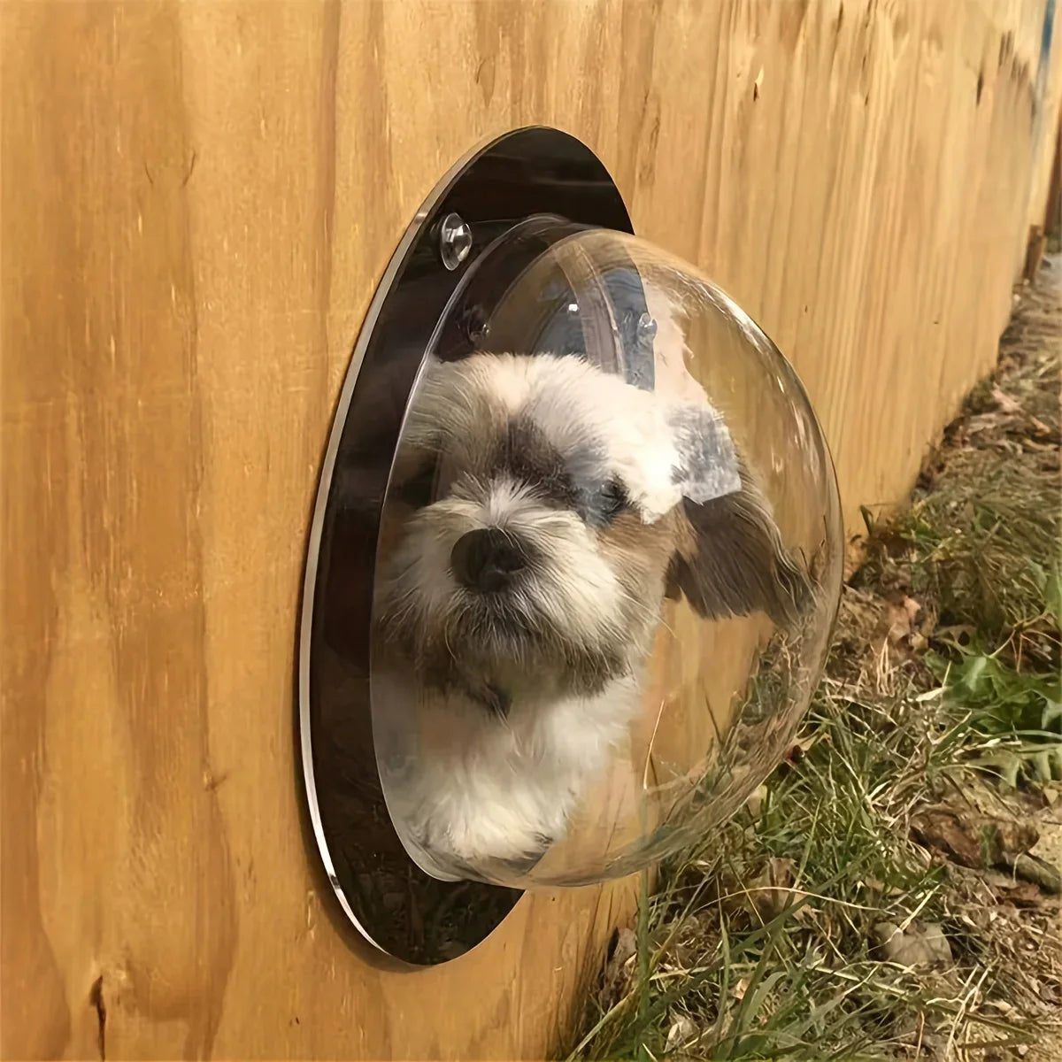 Pet Transparent Viewing Dome, Semi Circular Fence Window for Dogs and Cats, Outdoor Breathable Pet Access Door H0603