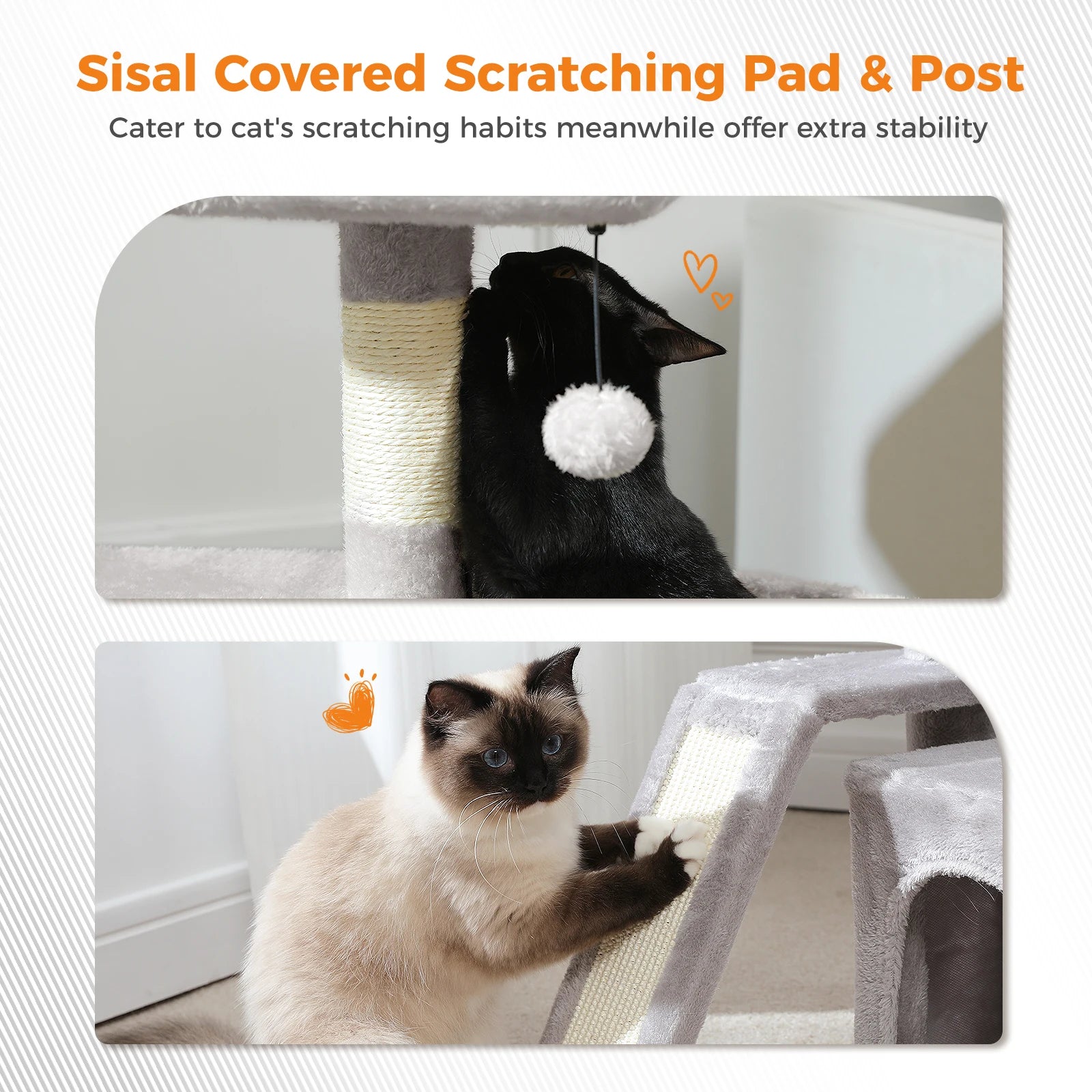 Small Cat Tree for Indoor Cat Tower with Wide Top Perch