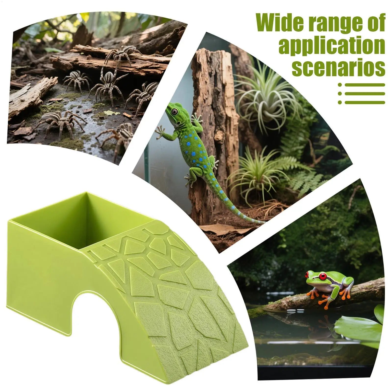 Reptile Food Dish 2 In 1 Decorative Shelter Water Bowl Terrarium Hideout Feeder