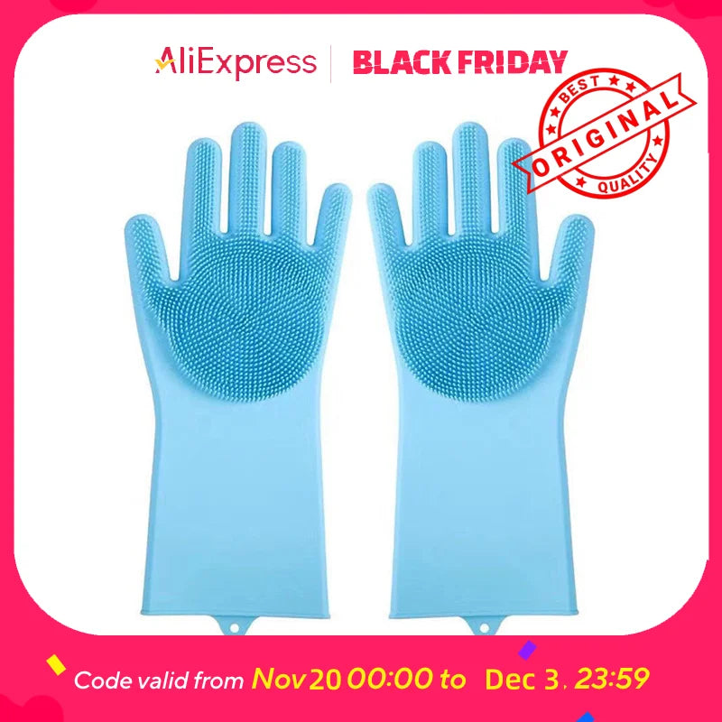 Pet Bathing Glove - Silicone Scrubber Mitt for Dogs & Cats, Massage & Deshedding, Waterproof, Bite-Resistant (Blue)