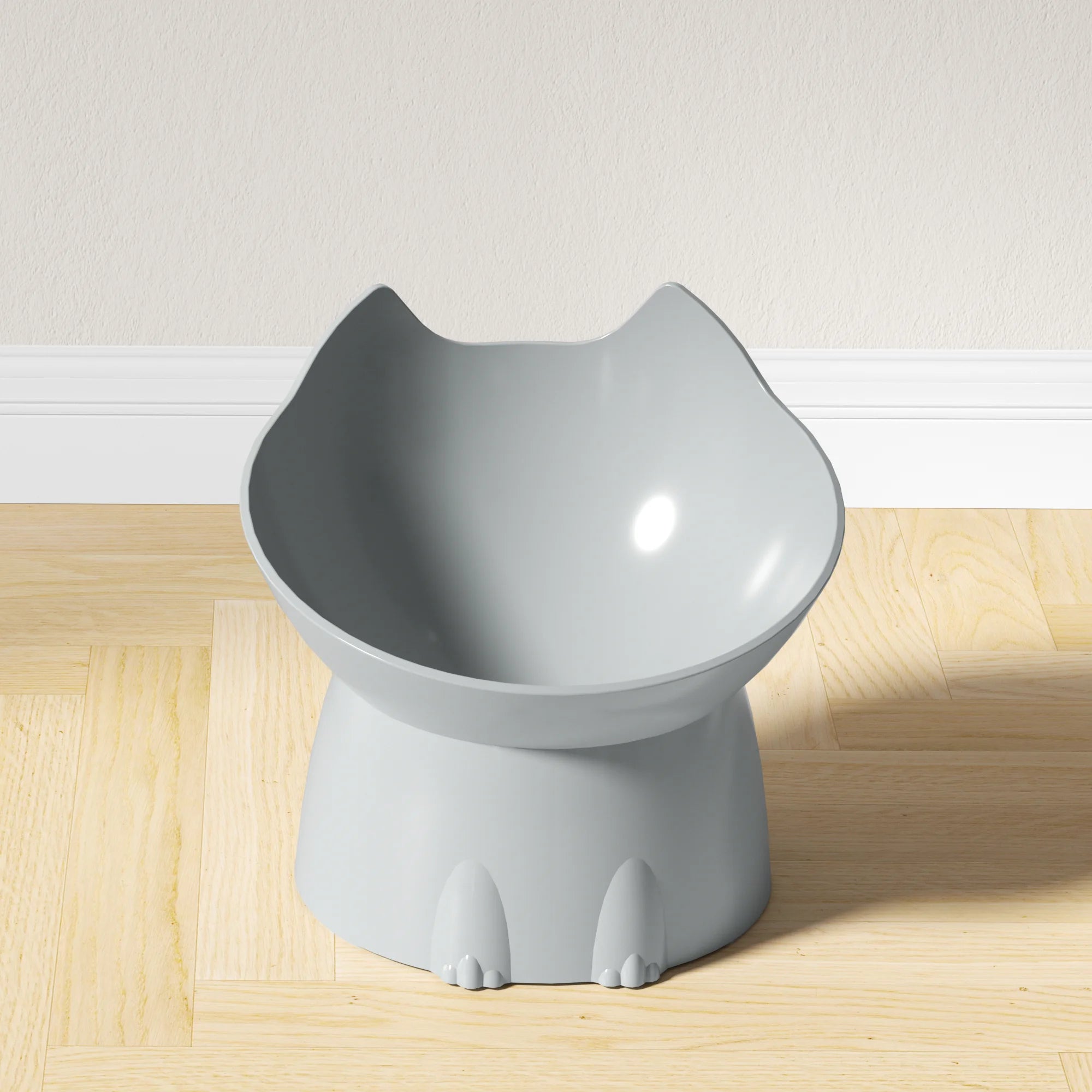 1pc WhiskerWare Elevated Cat Bowl, Anti-Tip Plastic Raised Pet Feeding Dish with Tilted Edge, Neck Protection