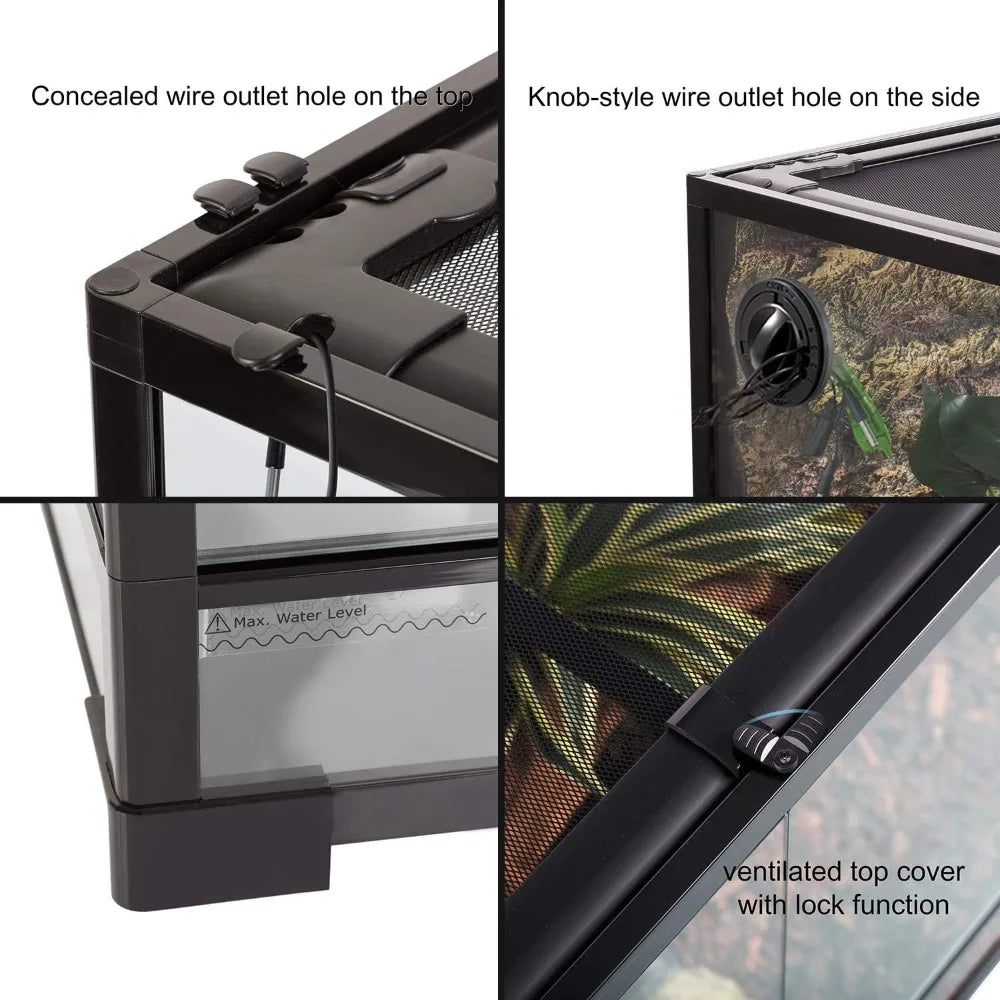 67 Gallon ,24" x18" x36" Reptile Tall Glass Terrarium Rainforest Habitat Double Hinge Door with Screen Ventilation,Easy Assembly