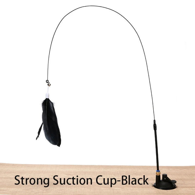 Interactive Cat Toy Handfree Cat Stick Kitten Teaser Wand Toy Suction Cup Feather Wand
Simulation Feather