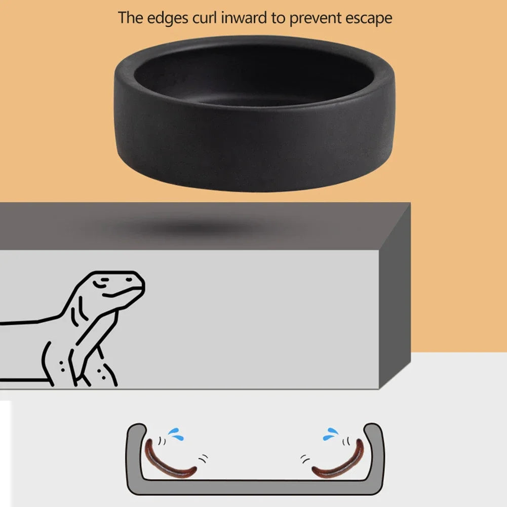 Reptile Food Bowl Anti-Escape Ceramic Feeder Dish Reptile Water Bowl