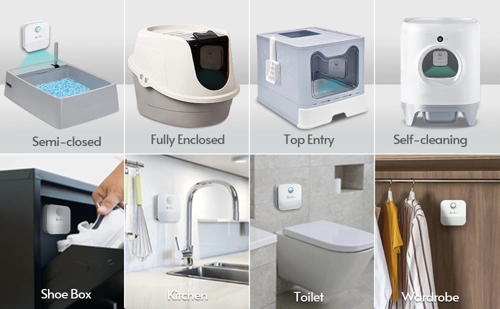 4000mAh Smart Cat Odor Purifier For Cat Litter Box Deodorizer  Air Purifier Dog Cat Litter