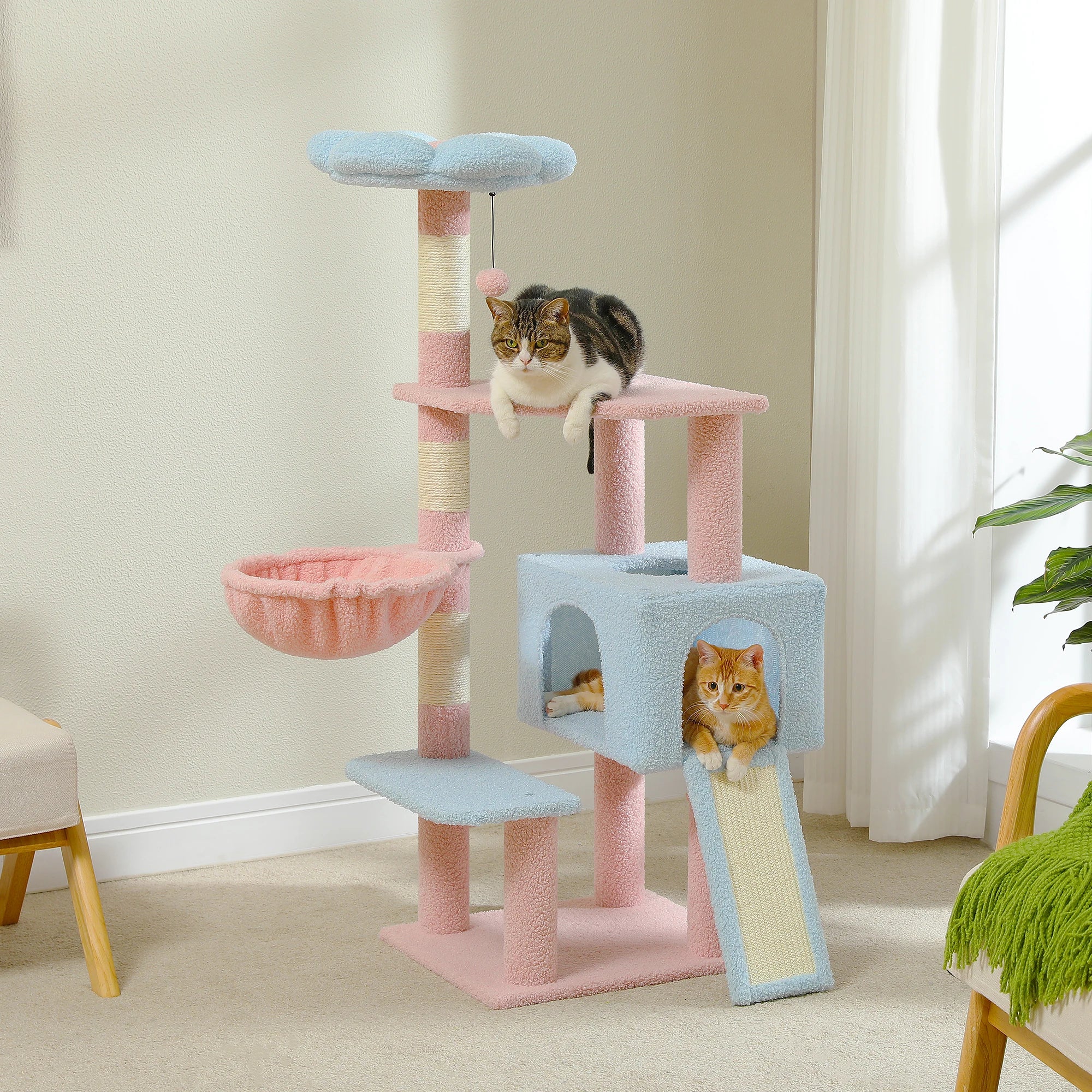 Flower Cat Tree Multi-Level Cat Tower with Sisal Covered Scratching Posts