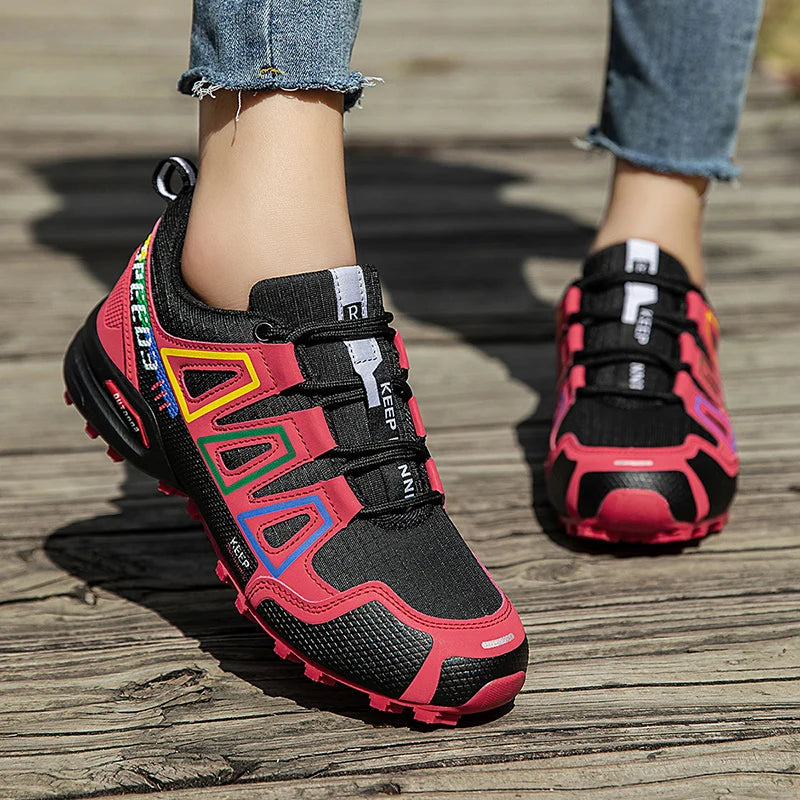 Hiking Shoes Women's Outdoor Hiking Sports Shoes, Non-slip Shoes, Breathable Lace-up Climbing Shoes, Cycling