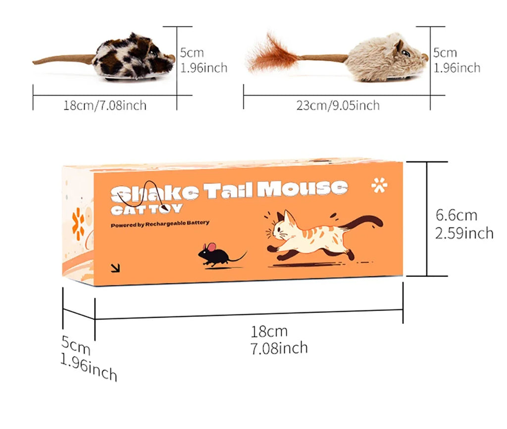 Rechargeable Motion Mouse Cat Toy for Kitten Mouse Sound Moving Mouse Cat Toys Interactive Sound Mouse