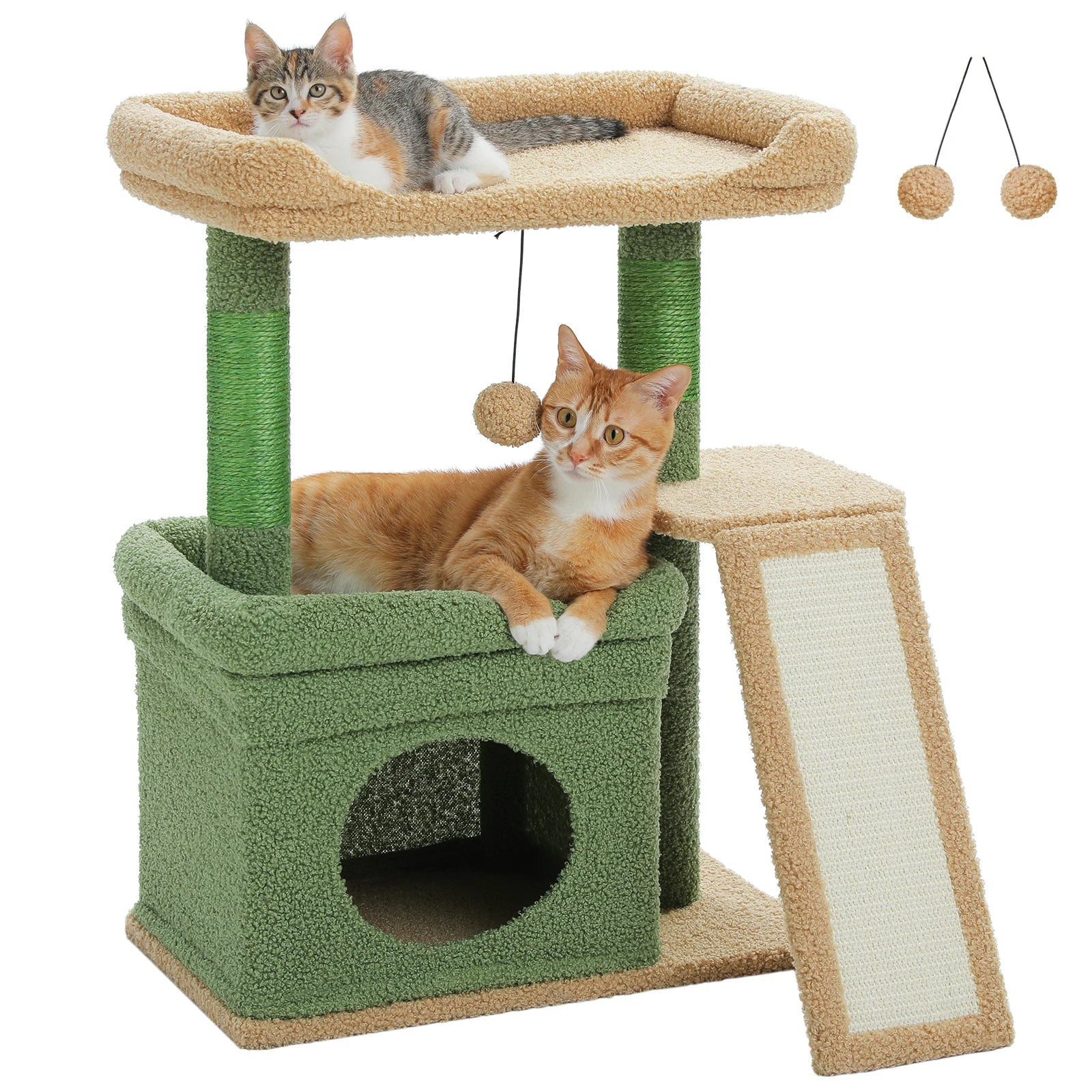 Small Cat Tree for Indoor Cat Tower with Wide Top Perch