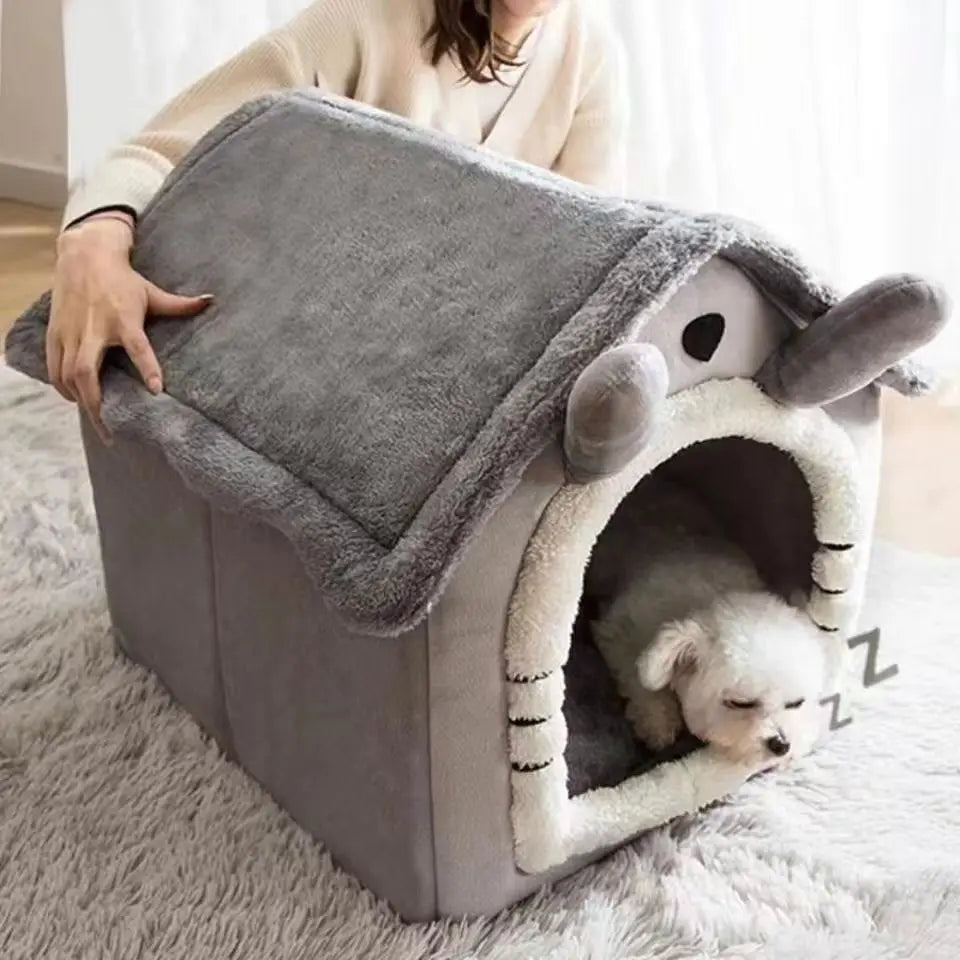 All Season Dog House Style Bed - Removable Washable Pet Bed for Small Dogs  Cat House