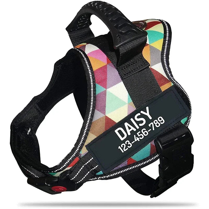 New Dog Harness High Quality Nylon Adjustable Custom ID Dog Name Small Large Dog Vest Harness