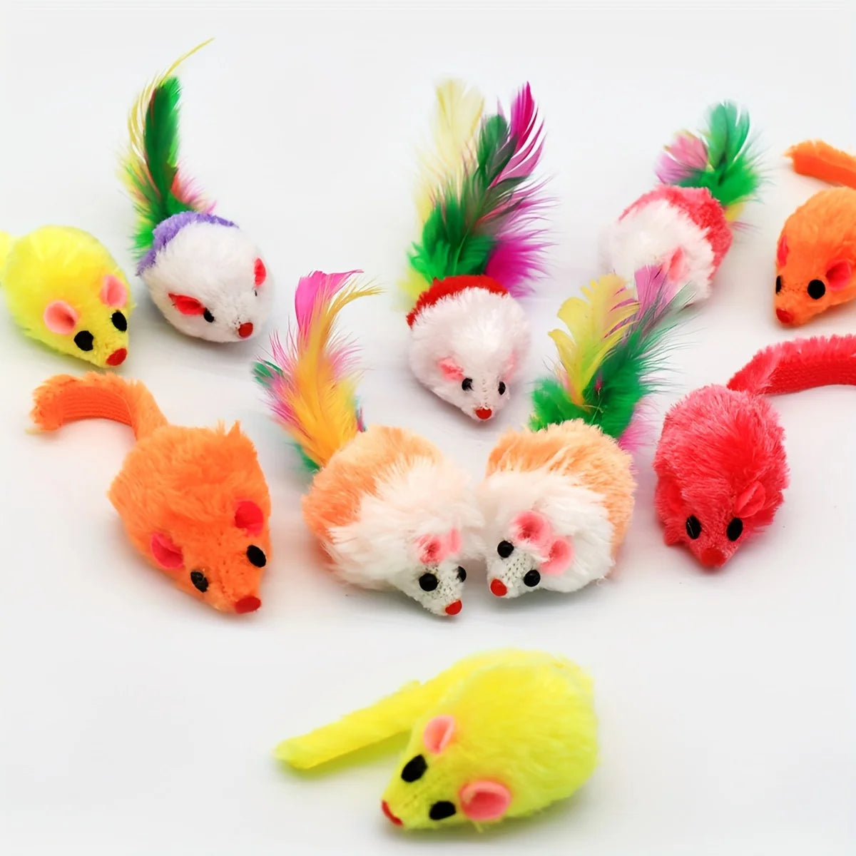 3/200pcs Rattle Cat Mouse Toys Also Prefilled Catnip Faux Fur Cat Mice Toys Interactive Toys for Indoor Cats