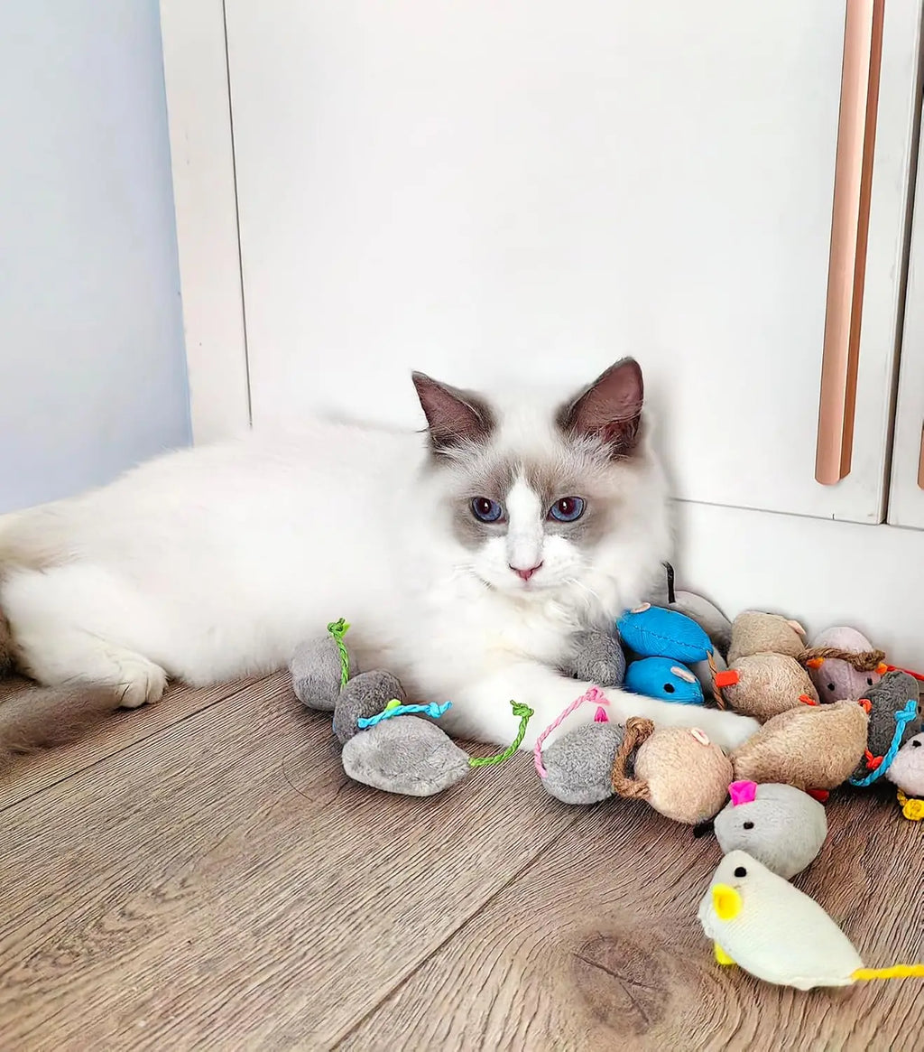 3/200pcs Rattle Cat Mouse Toys Also Prefilled Catnip Faux Fur Cat Mice Toys Interactive Toys for Indoor Cats