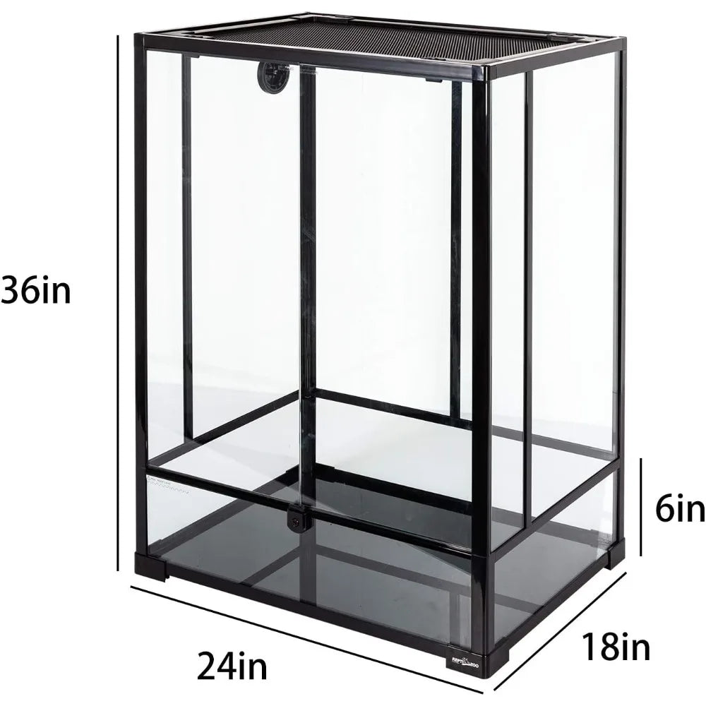 67 Gallon ,24" x18" x36" Reptile Tall Glass Terrarium Rainforest Habitat Double Hinge Door with Screen Ventilation,Easy Assembly
