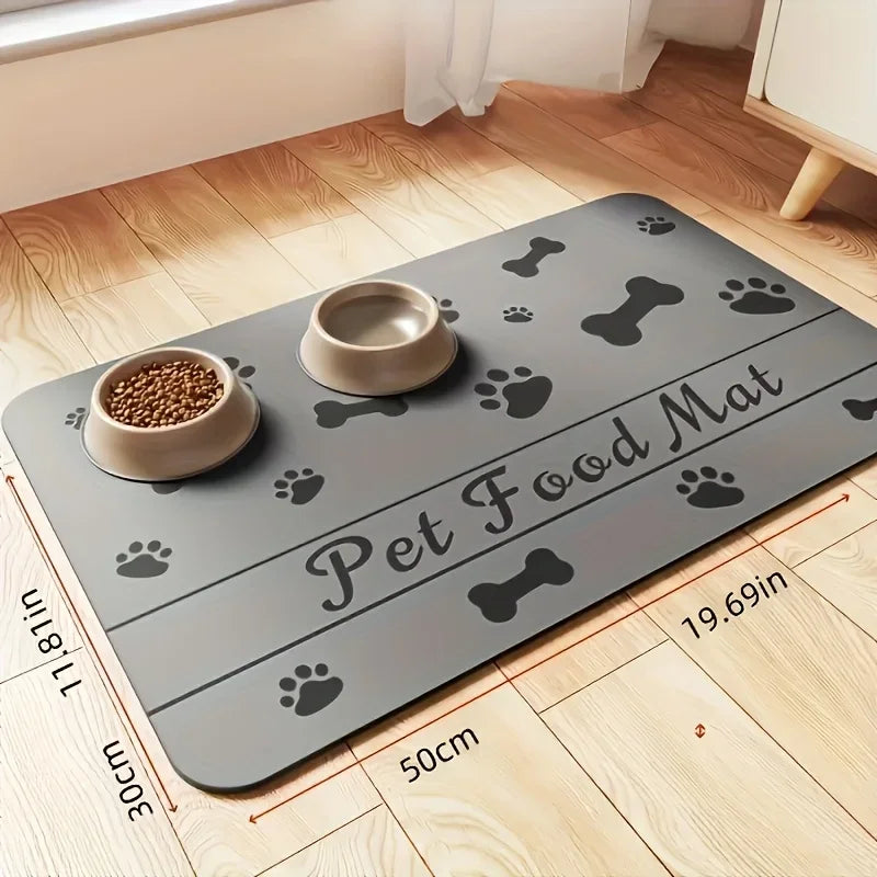 Absorbent Pet Feeding Mat For Food And Water Bowl, +Waterproof Rubber Backing Quick Dry