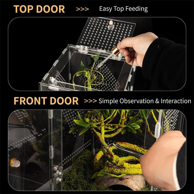 Transparent Acrylic Reptile Terrarium Breeding Box For Geckos Lizards Spiders And Insects Large Desktop Storage For Hobbyist