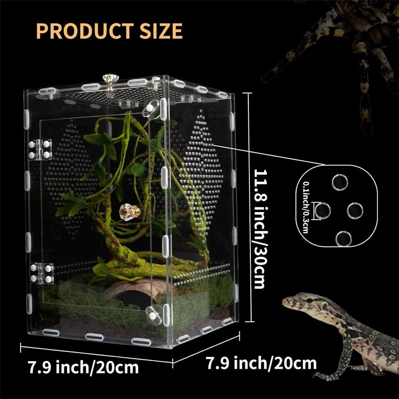 Transparent Acrylic Reptile Terrarium Breeding Box For Geckos Lizards Spiders And Insects Large Desktop Storage For Hobbyist