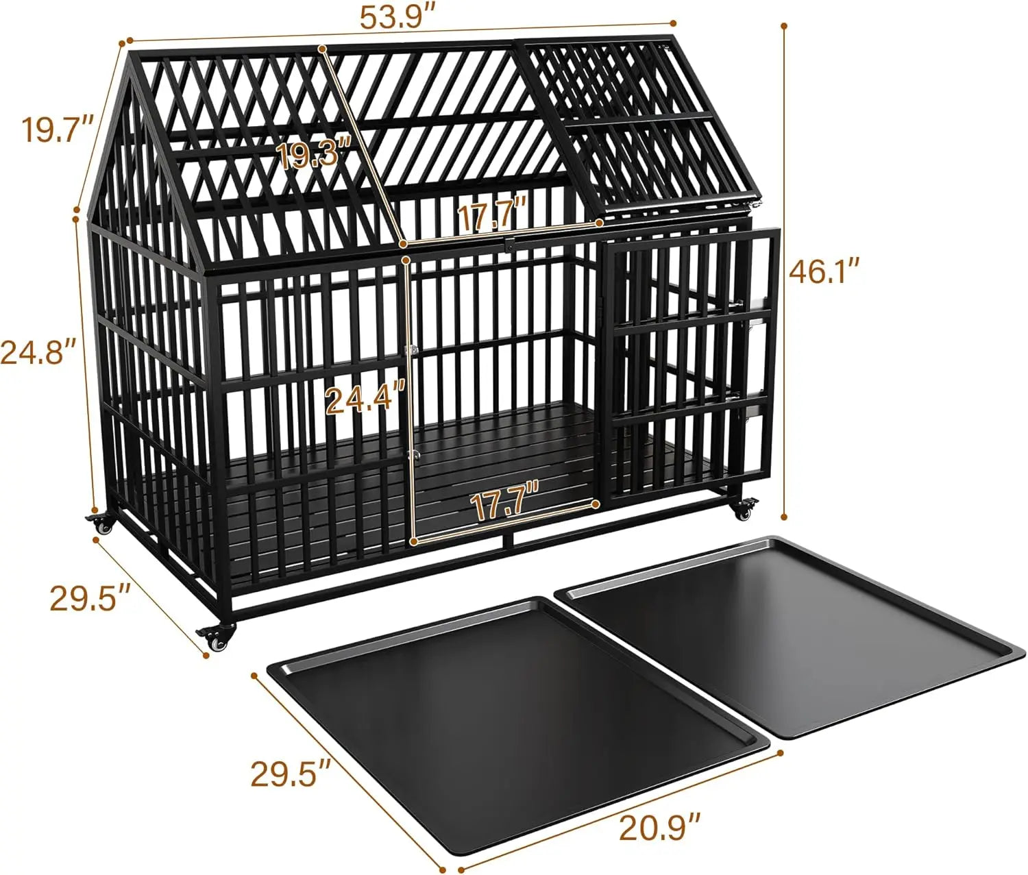54 Heavy Duty Dog Crate with Mat, Escape Proof Dog Kennel Indoor, High Anxiety Dog Cage with Double