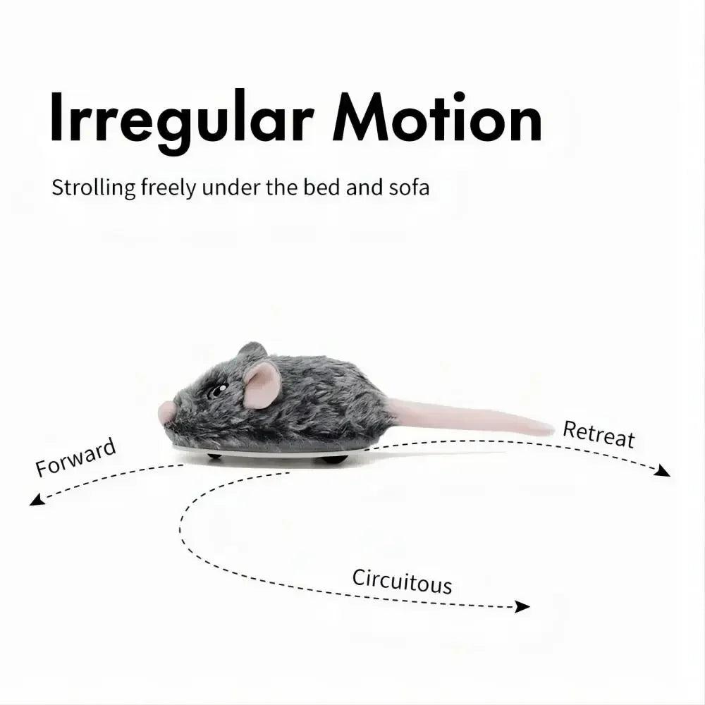 Rechargeable Motion Mouse Cat Toy for Kitten Mouse Sound Moving Mouse Cat Toys Interactive Sound Mouse