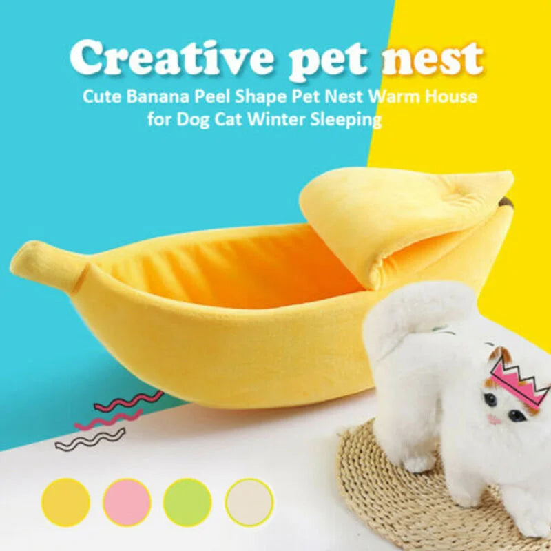 Banana Cat Bed House Funny Cute Cozy Cat Beds Warm Durable Portable Pet Basket Multicolor