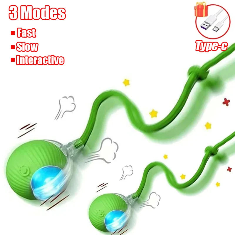 New Cat Interactive Ball Toy Automatic Rolling Ball Faux Tail Rechargeable Smart Pet Electric Toy Dog Cat Training