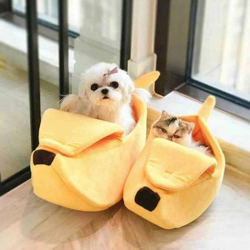 Banana Cat Bed House Funny Cute Cozy Cat Beds Warm Durable Portable Pet Basket Multicolor