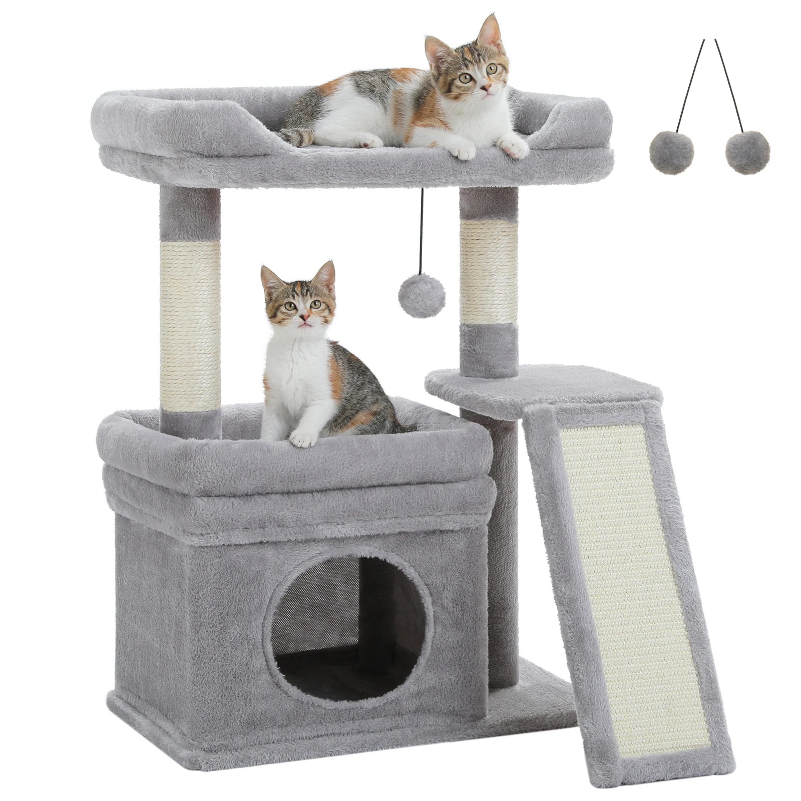Small Cat Tree for Indoor Cat Tower with Wide Top Perch