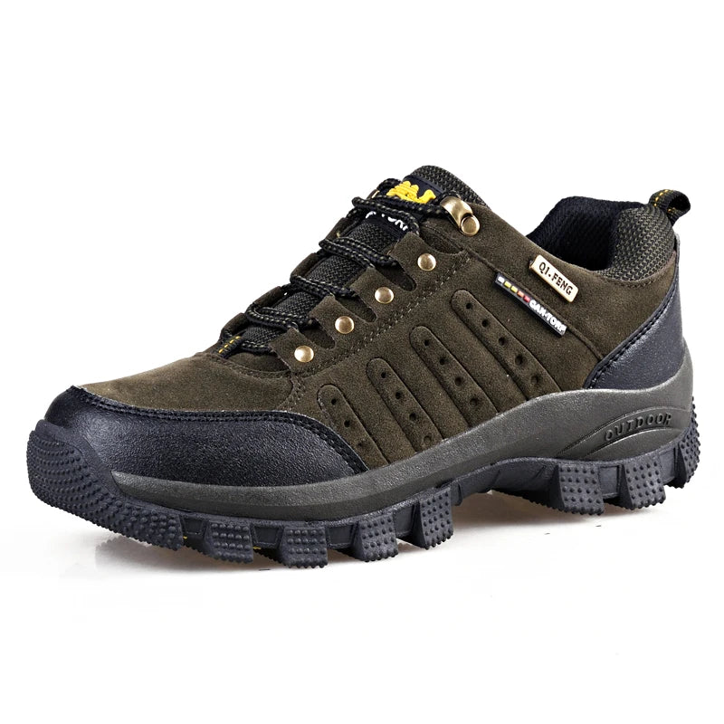 Hiking Shoes Non Slip Mountain Sneakers  Lace Up Retro Leather Shoe Sport Outdoor Trek Men Women Footwear