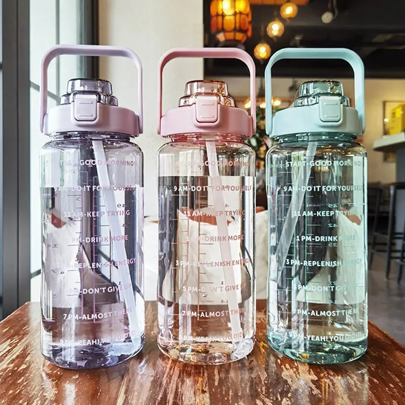 2 Liters Plastic Kettle Large Portable Travel Water Bottle with Straw