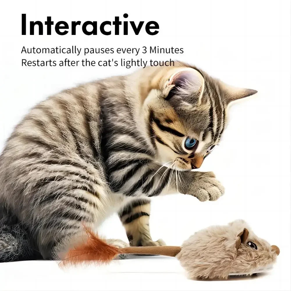Rechargeable Motion Mouse Cat Toy for Kitten Mouse Sound Moving Mouse Cat Toys Interactive Sound Mouse