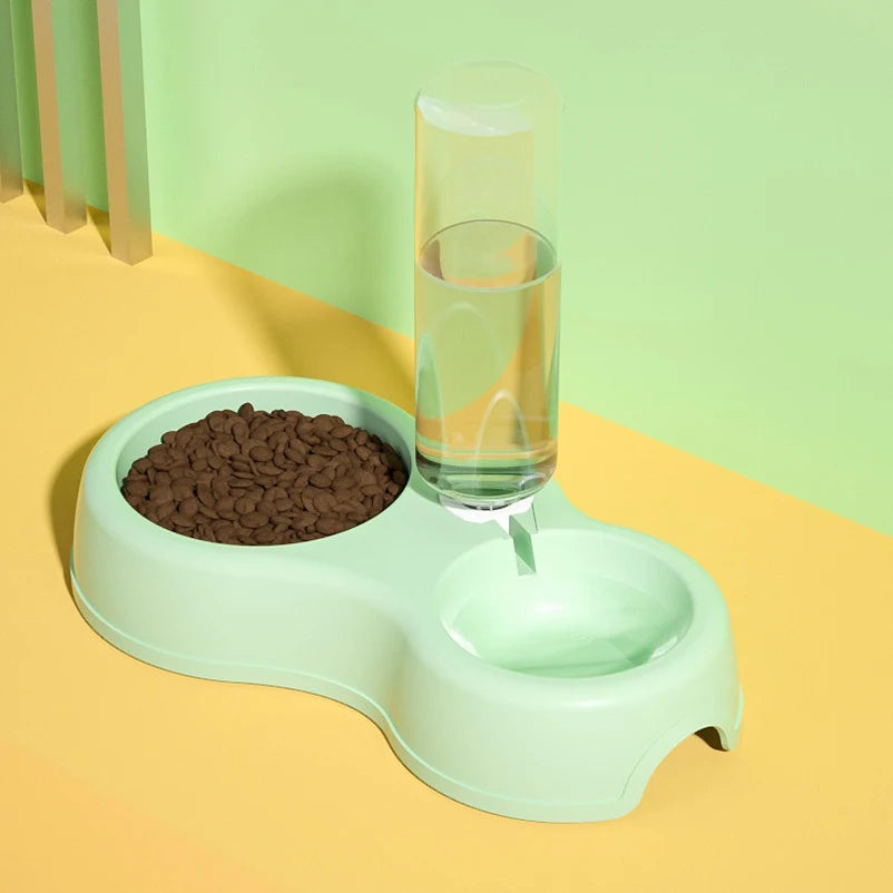 Pet Automatic Feeder Water Dispenser Dog Cat Food Bowl Raised Stand Double Dish Bowls for Cats Dogs