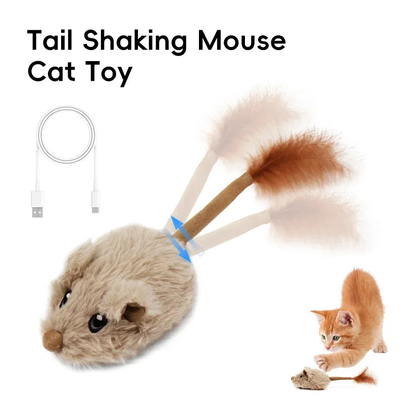 Rechargeable Motion Mouse Cat Toy for Kitten Mouse Sound Moving Mouse Cat Toys Interactive Sound Mouse