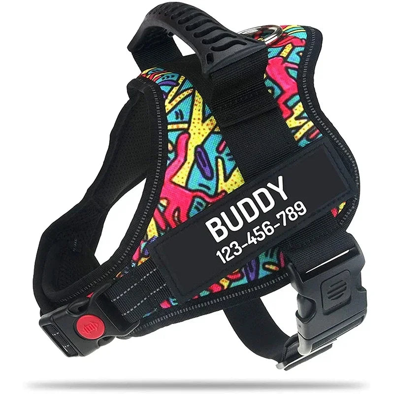 New Dog Harness High Quality Nylon Adjustable Custom ID Dog Name Small Large Dog Vest Harness